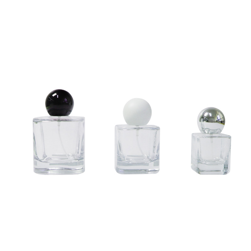 30 ml 50 ml 100 ml genomskinliga fyrkantiga parfymflaskor av glas med tjock botten